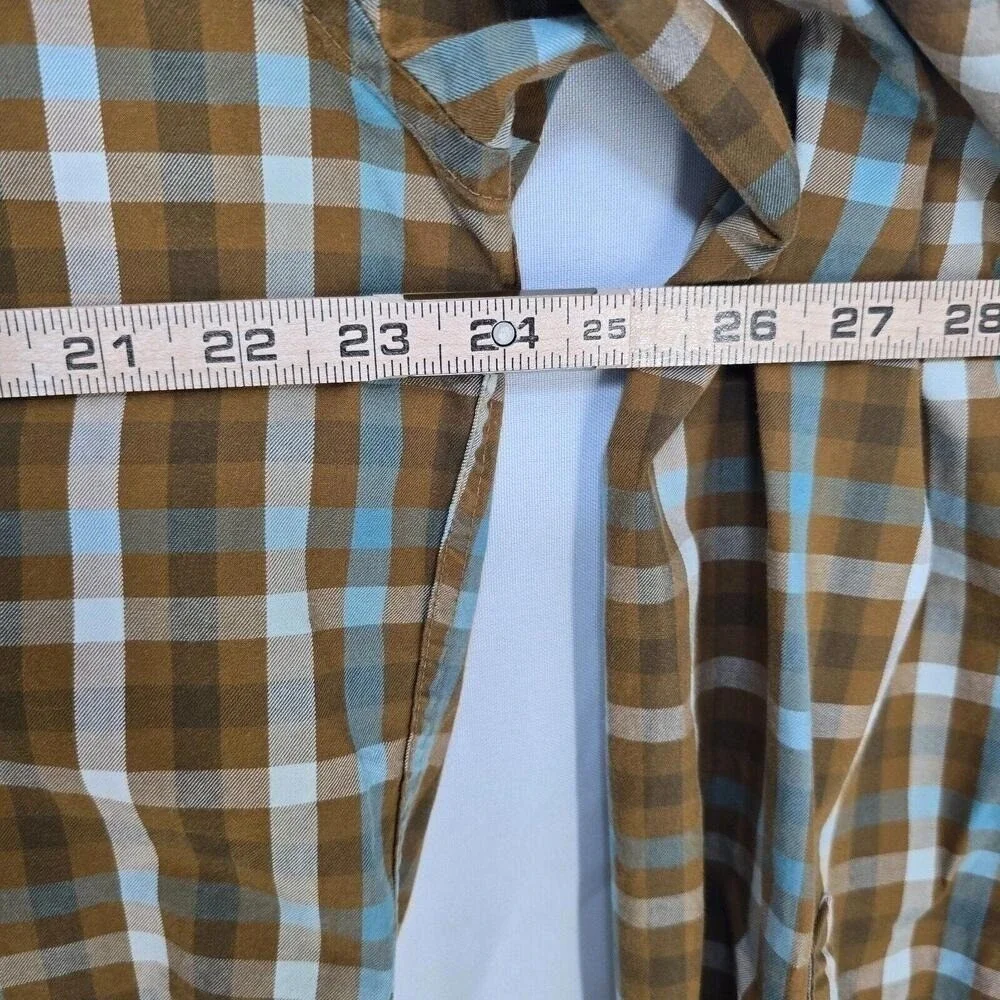 J.‎ Crew Mens L Tall Plaid Button Down Shirt Brown Blue White Cotton Long Sleeve